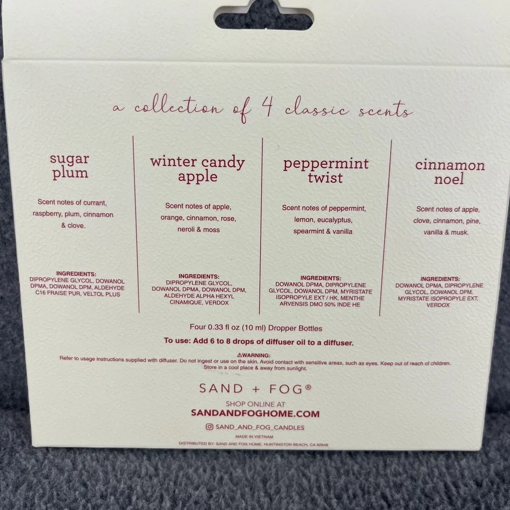 SAND + FOG Fragrance Diffuser oils Collection of ‎ 4 Classic Holiday scents